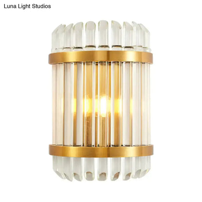 Modern Golden Crystal Shade Wall Sconce Bedroom