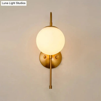 Gold Gooseneck Wall Sconce with Brass Finish and Frosted Glass Globe by Decorbites on Tampa Home & Garden Store