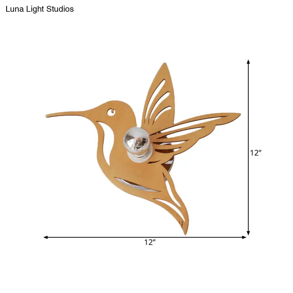 Beige Hummingbird Wall Sconce by Decorbites, metal silhouette wall light 12in on Tampa Home & Garden Store