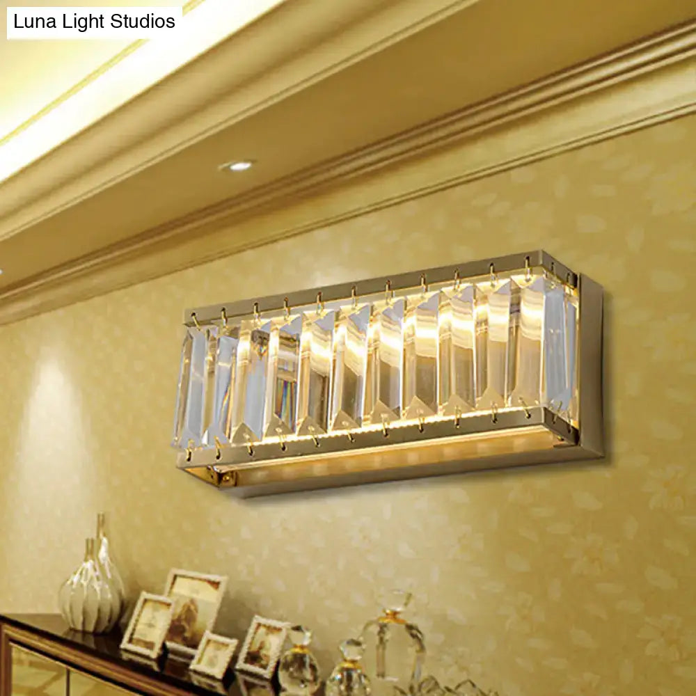 Gold faceted crystal wall sconce for hallway with brass-gold finish by Decorbites on Tampa Home & Garden Store