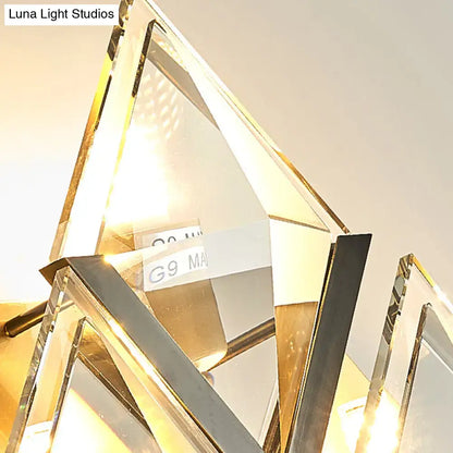 Golden crystal glass wall sconce with geometric pyramid facets by Decorbites on Tampa Home & Garden Store