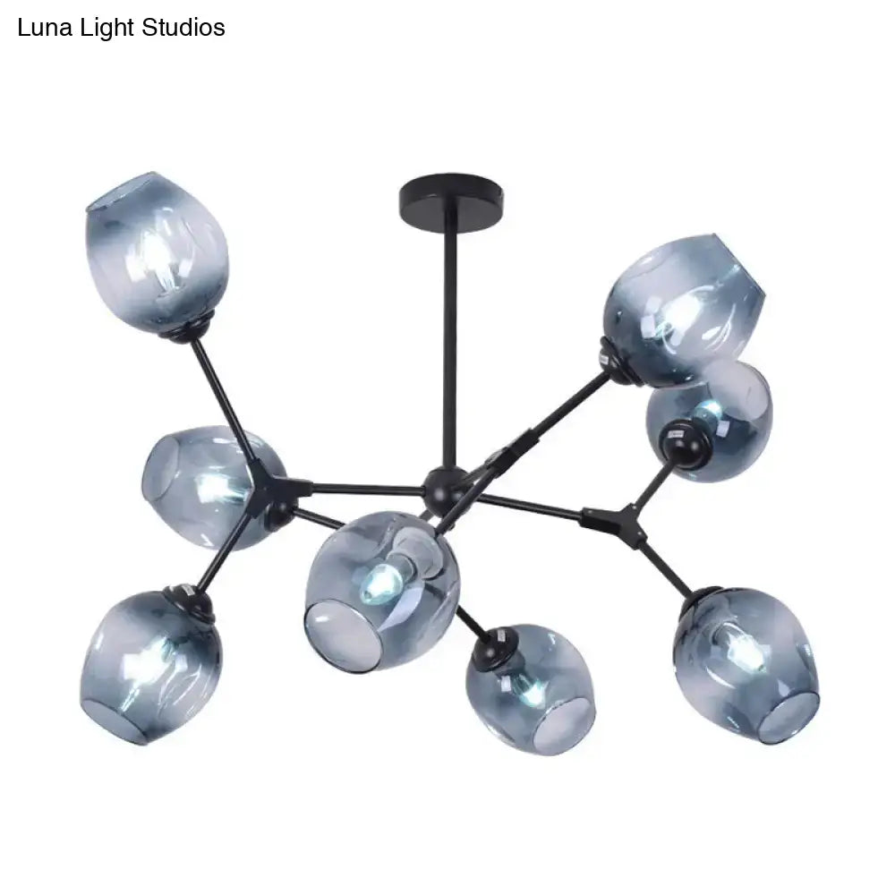 Blue Glass Semi-Flush Light by Decorbites with black metal arms and blue glass shades on Tampa Home & Garden Store