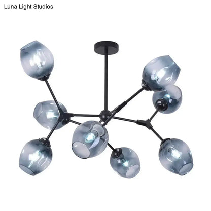 Blue Glass Semi-Flush Light by Decorbites with black metal arms and blue glass shades on Tampa Home & Garden Store