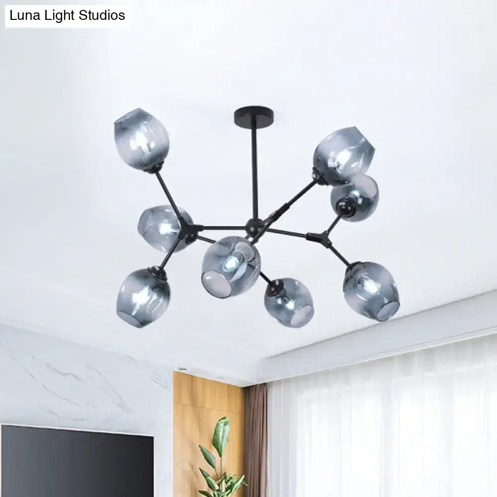 Blue Glass Semi-Flush Light by Decorbites; sputnik fixture with glass globes and black arms on Tampa Home & Garden Store