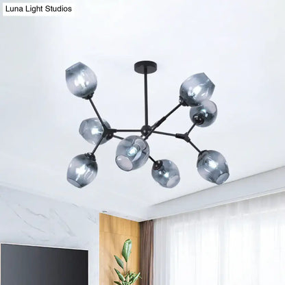 Blue Glass Semi-Flush Light by Decorbites; sputnik fixture with glass globes and black arms on Tampa Home & Garden Store