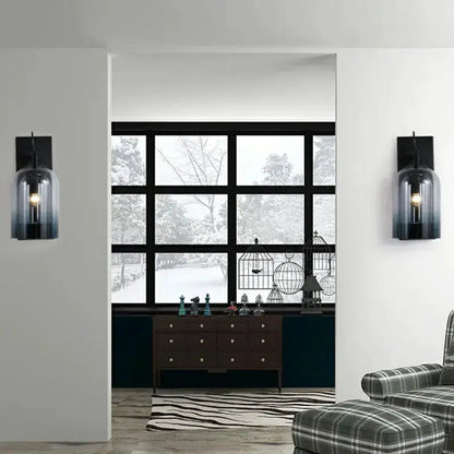 Modern gradient glass sconce lighting fixture pair in black-to-blue shade by Decorbites on Tampa Home & Garden Store