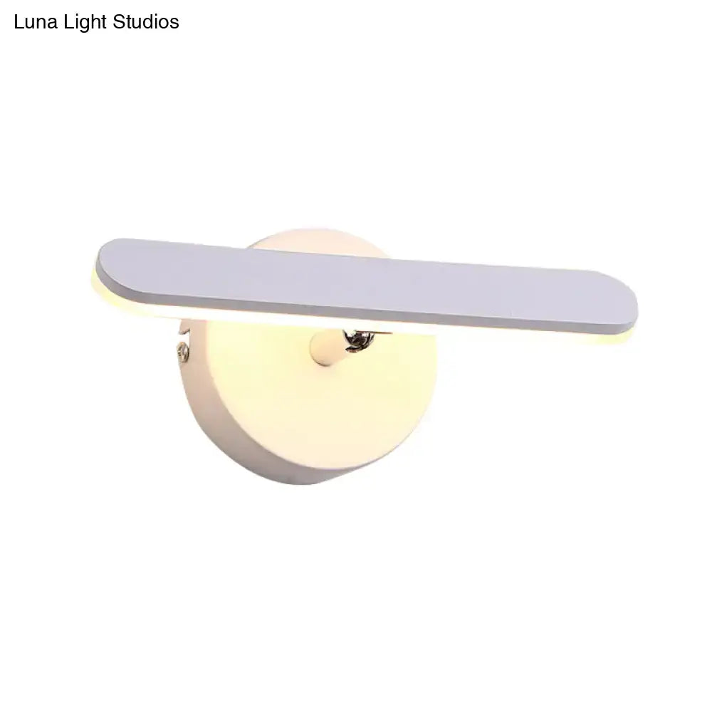White Linear Glass Vanity Light Decorbites with round backplate, modern wall sconce on Tampa Home & Garden Store
