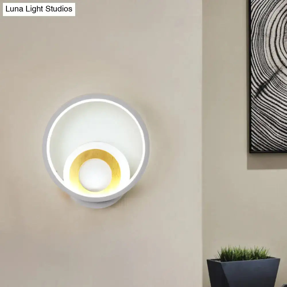 Wood Double Ring Wall Lamp with white outer rings and gold inner ring, wall-mounted Decorbites on Tampa Home & Garden Store