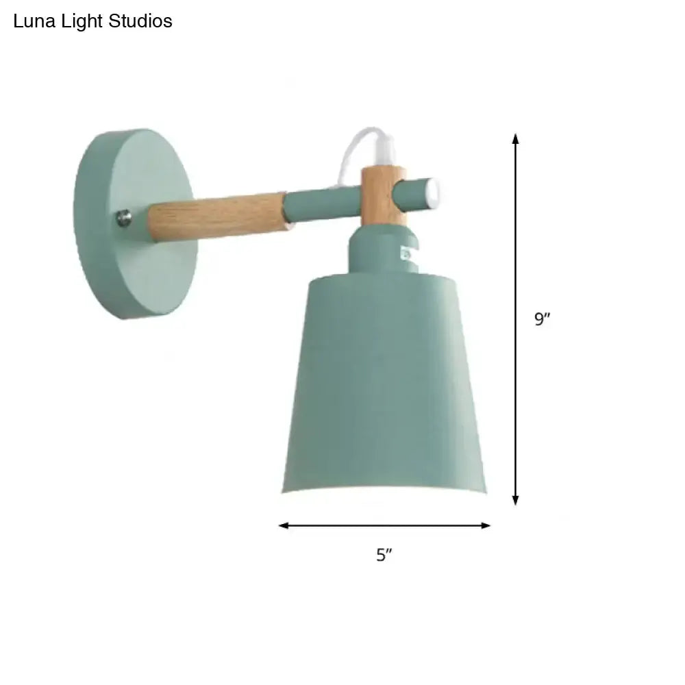 Modern gray and wood wall sconce light by Decorbites with teal metal shade for bedroom on Tampa Home & Garden Store