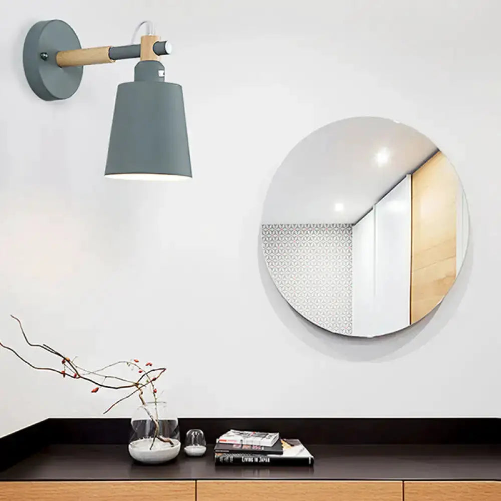 Modern gray and wood wall sconce light, metal bedroom lamp Decorbites on Tampa Home & Garden Store