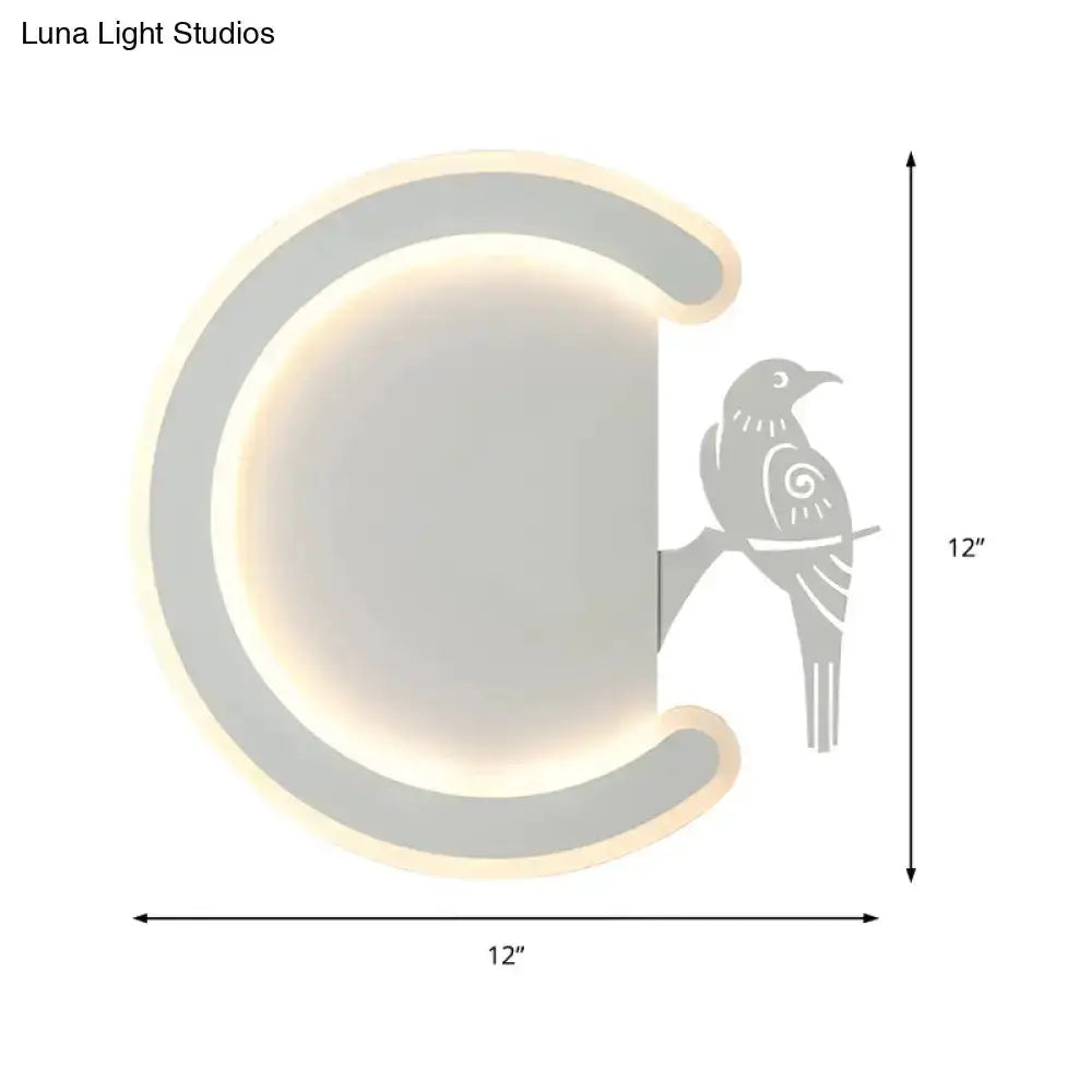 Modern Gray Bird Wall Lamp With Warm White Light