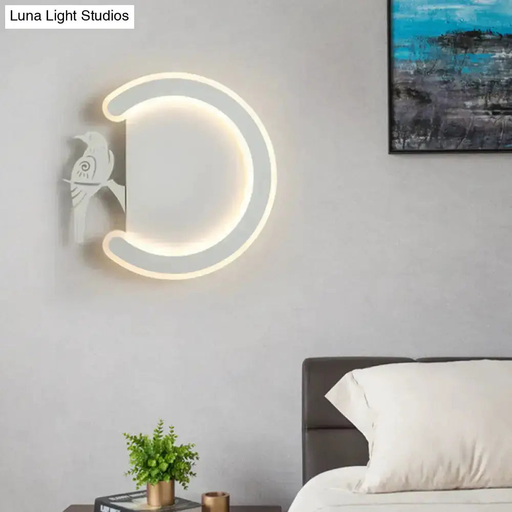 Modern Gray Bird Wall Lamp With Warm White Light