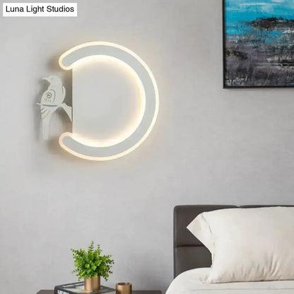Modern Gray Bird Wall Lamp With Warm White Light