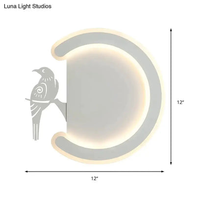 Modern Gray Bird Wall Lamp With Warm White Light