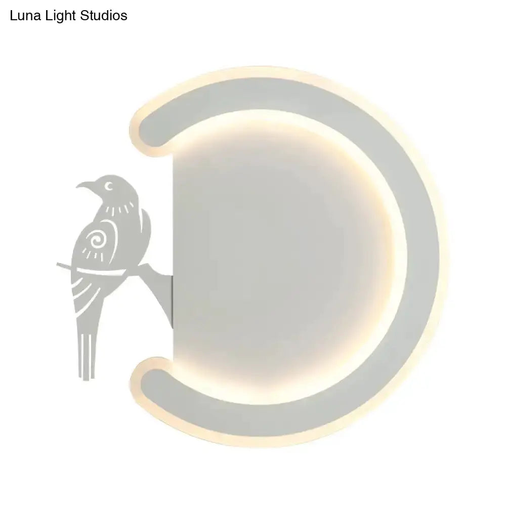 Modern Gray Bird Wall Lamp With Warm White Light