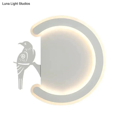 Modern Gray Bird Wall Lamp With Warm White Light