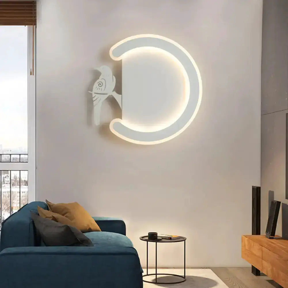 Modern Gray Bird Wall Lamp With Warm White Light