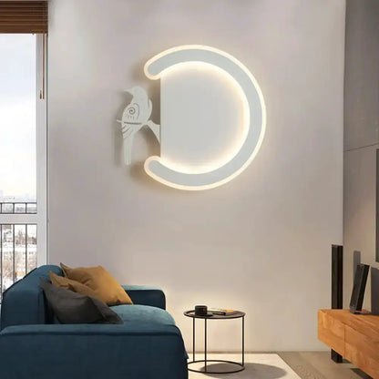 Modern Gray Bird Wall Lamp With Warm White Light