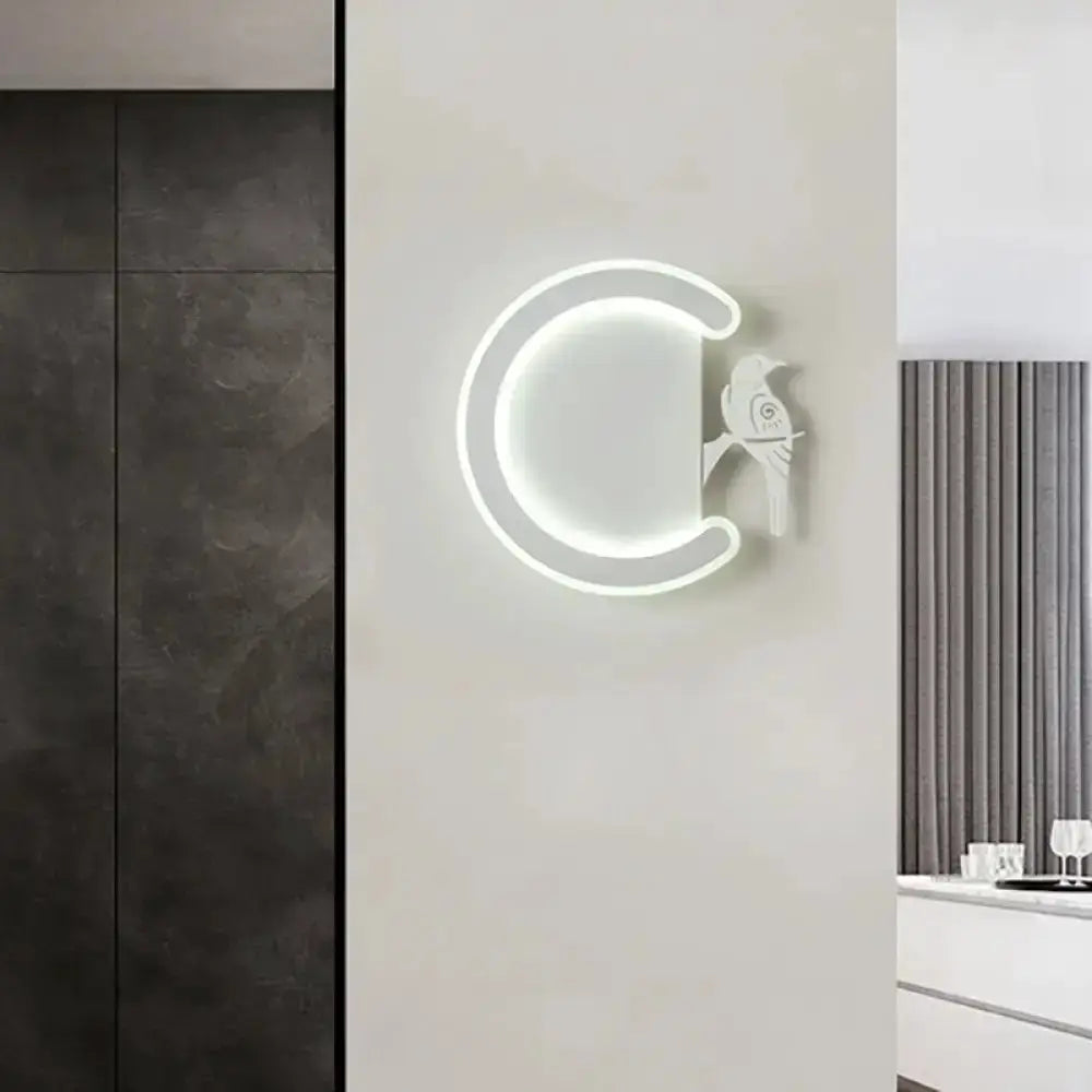 Modern Gray Bird Wall Lamp With Warm White Light