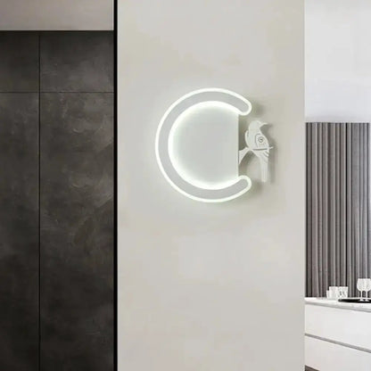 Modern Gray Bird Wall Lamp With Warm White Light
