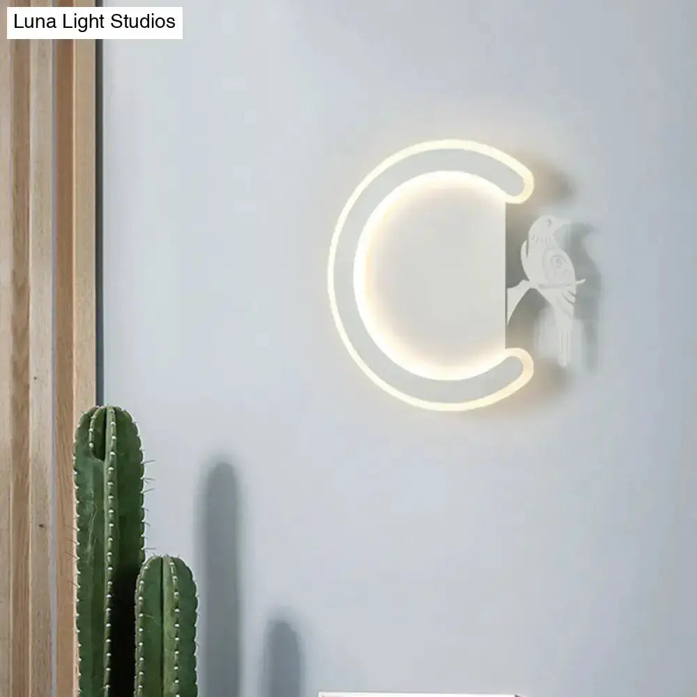 Modern Gray Bird Wall Lamp With Warm White Light