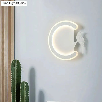 Modern Gray Bird Wall Lamp With Warm White Light