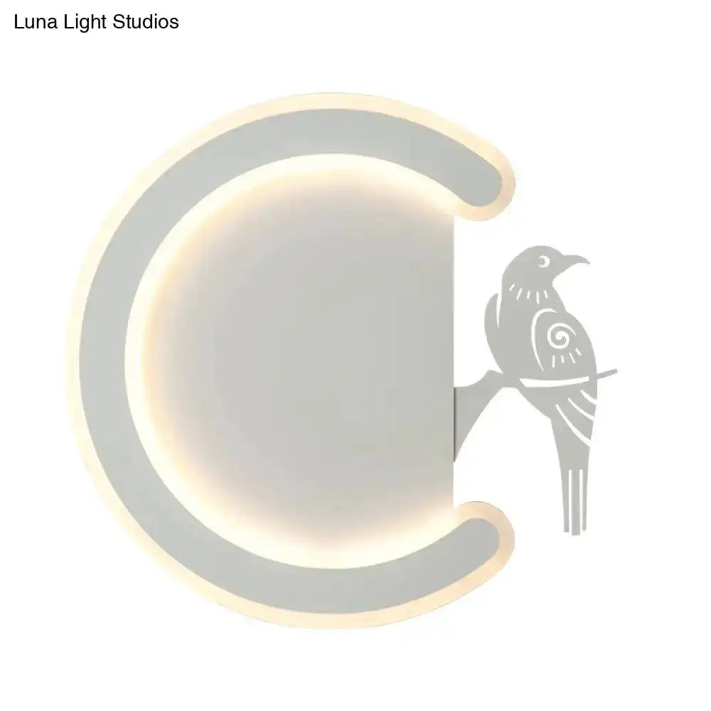 Modern Gray Bird Wall Lamp With Warm White Light