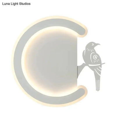 Modern Gray Bird Wall Lamp With Warm White Light