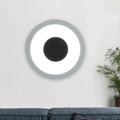 Modern Gray and Black LED Circle Sconce for Room