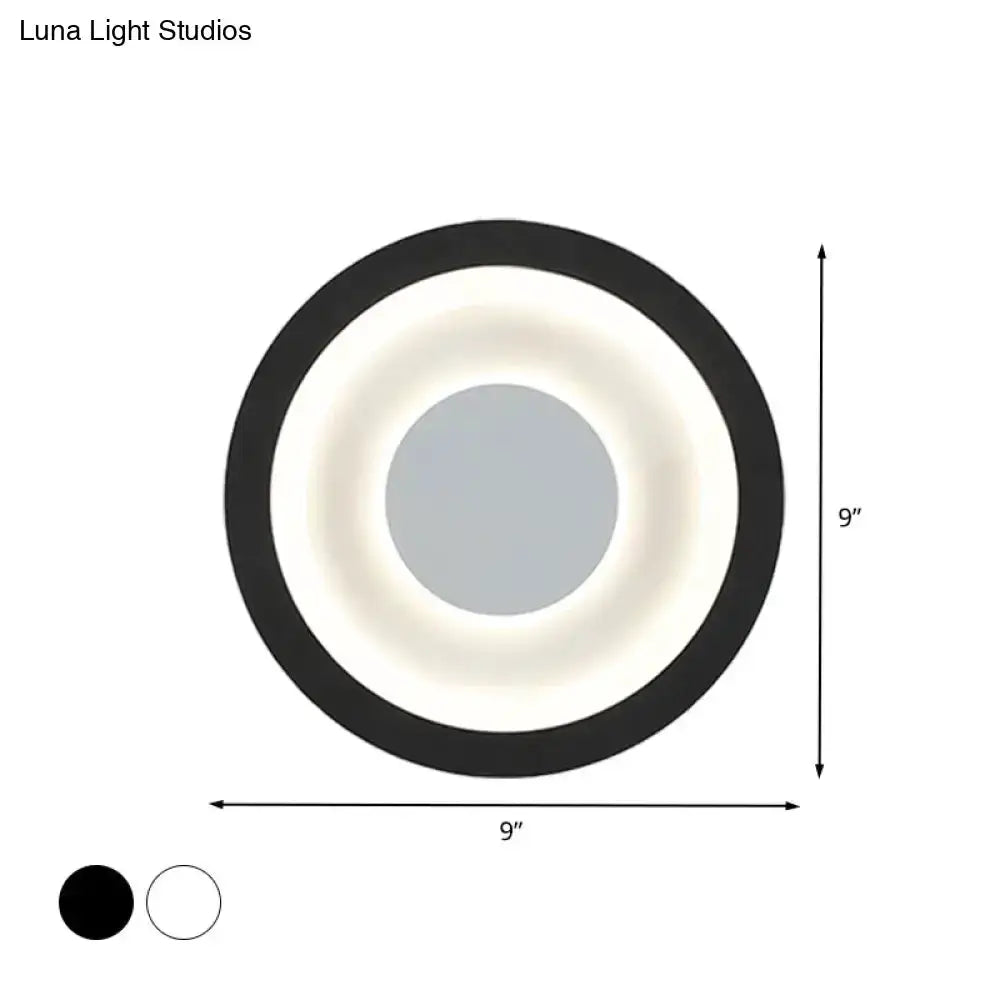 Modern Gray and Black LED Circle Sconce for Room