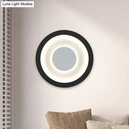 Modern Gray and Black LED Circle Sconce for Room