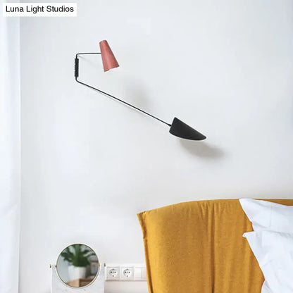 Gray cone wall sconce on black rod with dual shades (pink and black), 10-inch Decorbites on Tampa Home & Garden Store