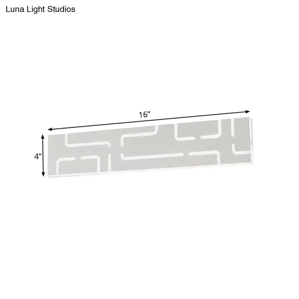 Gray geometric LED wall sconce with white linear patterns, 16in wide, 4in high Decorbites on Tampa Home & Garden Store
