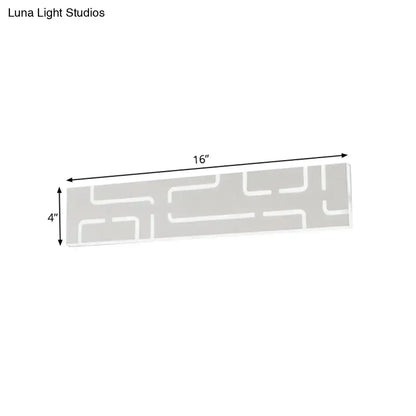 Gray geometric LED wall sconce with white linear patterns, 16in wide, 4in high Decorbites on Tampa Home & Garden Store