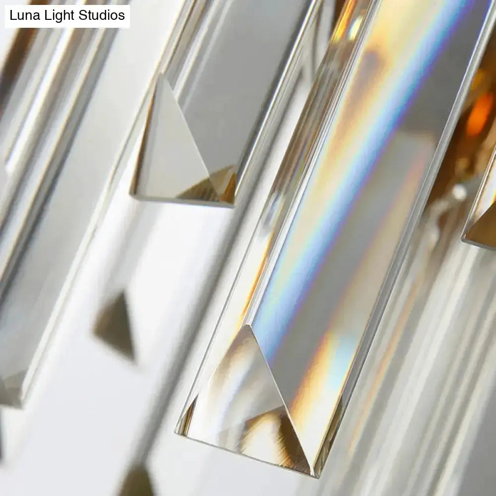 Modern gray and gold faceted crystal wall light fixture with prisms by Decorbites on Tampa Home & Garden Store