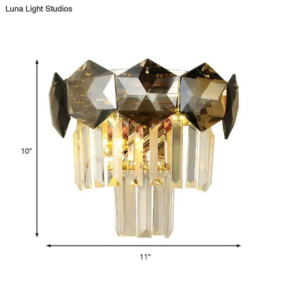 Modern gray and gold faceted crystal wall light fixture for restaurants by Decorbites on Tampa Home & Garden Store