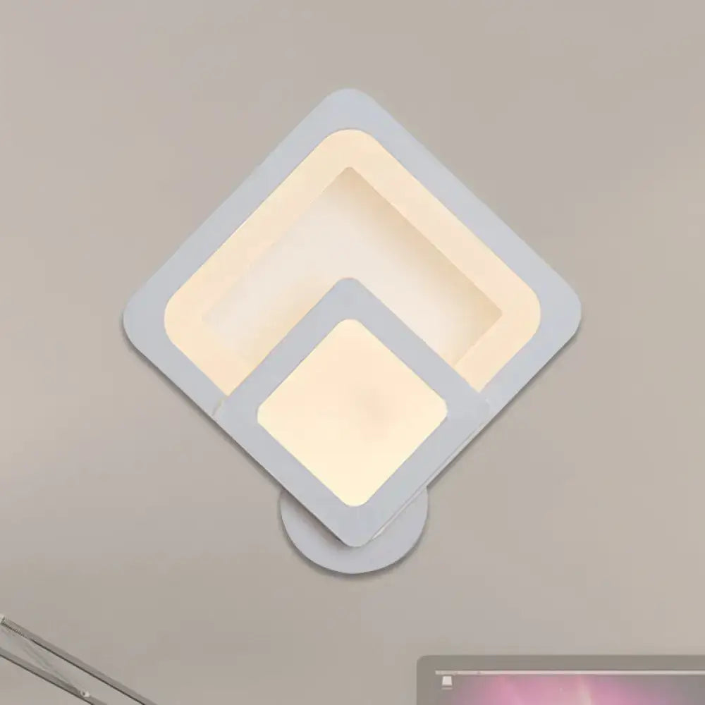 Gray layered LED sconce with nested diamond frames, warm glow Decorbites on Tampa Home & Garden Store