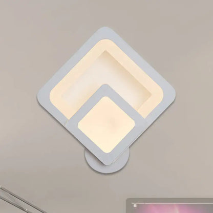 Gray layered LED sconce with nested diamond frames, warm glow Decorbites on Tampa Home & Garden Store