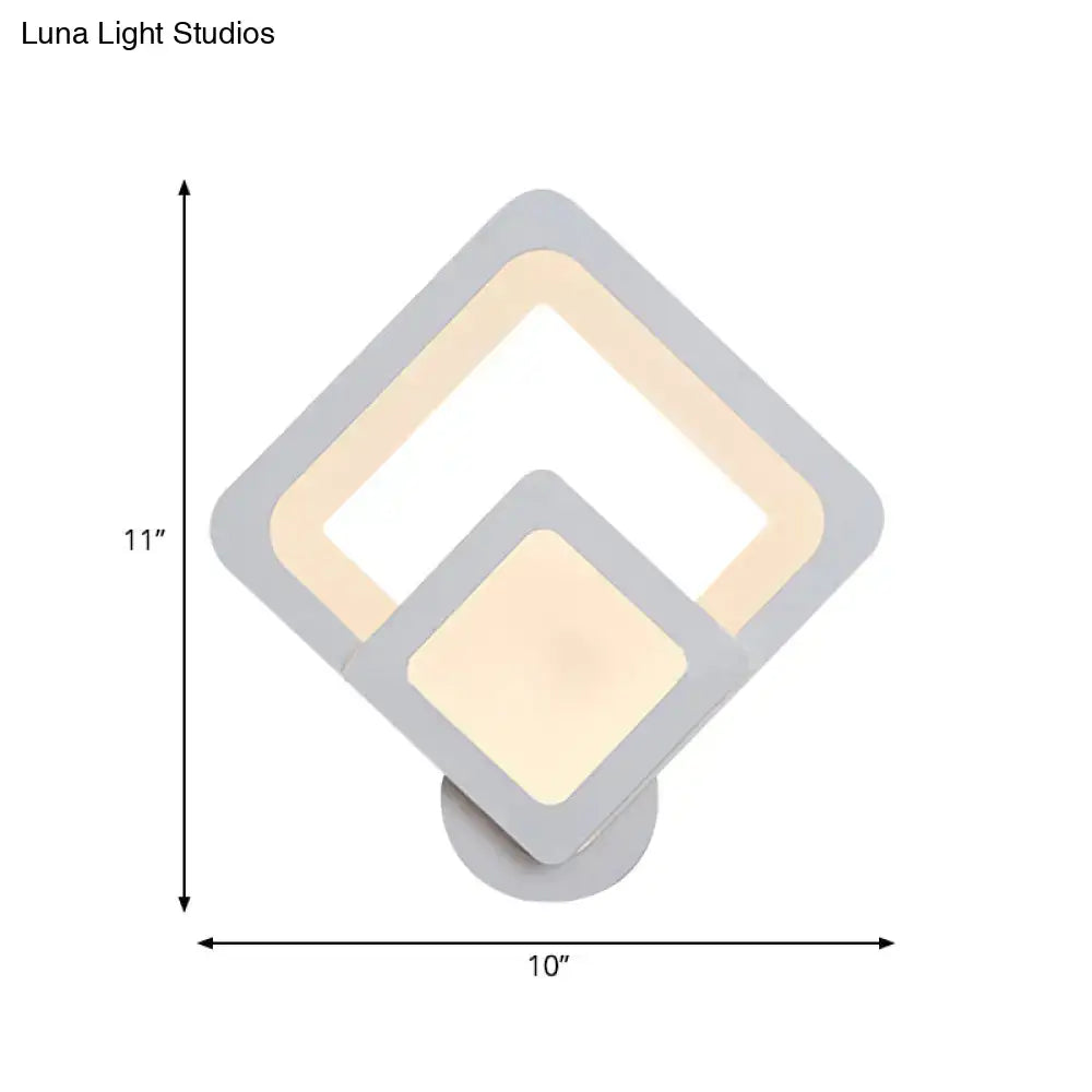 Gray layered LED sconce with nested diamond frames, warm glow, Decorbites, 11x10 in on Tampa Home & Garden Store