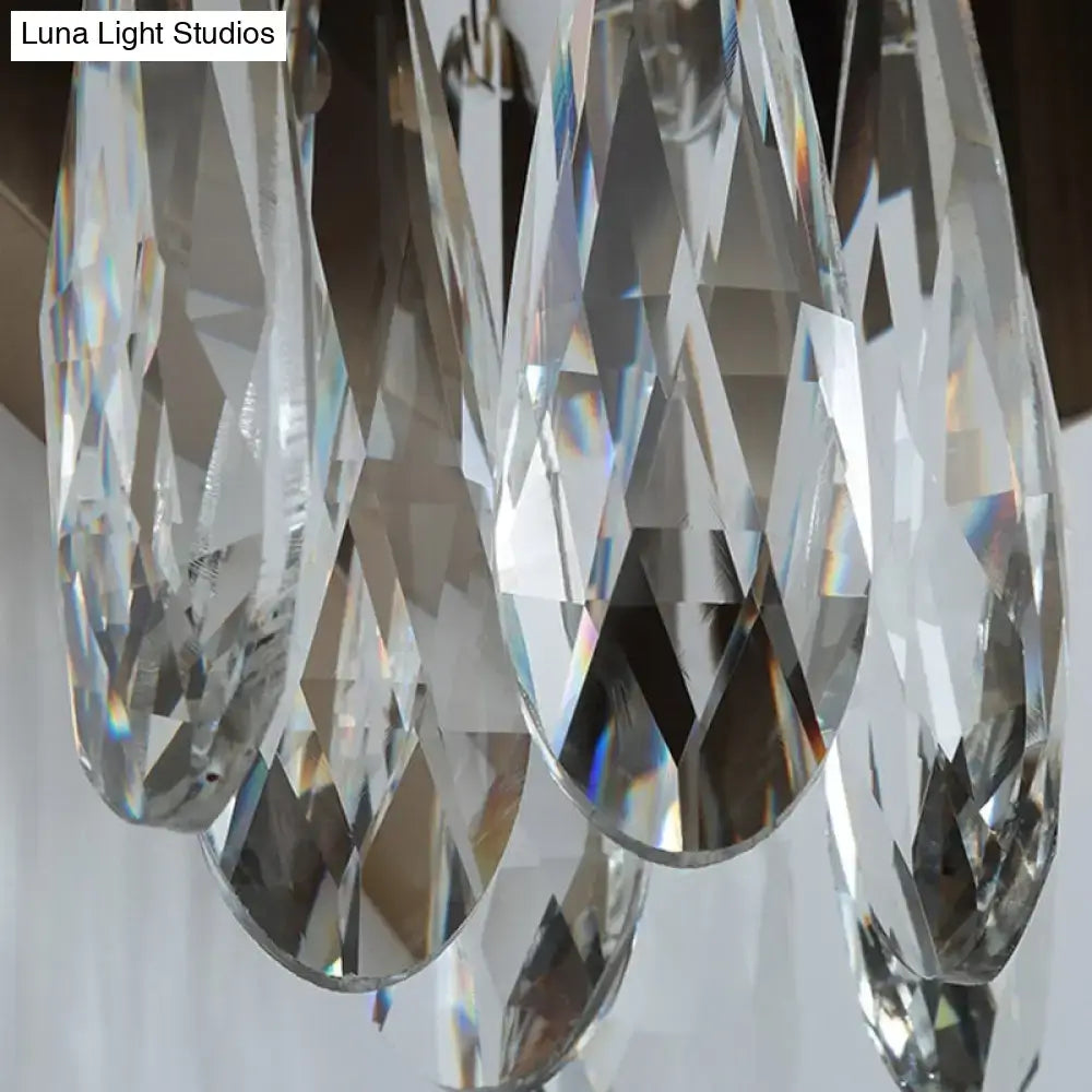 Black K9 crystal teardrop dual-light sconce with dangling prism drops on Tampa Home & Garden Store