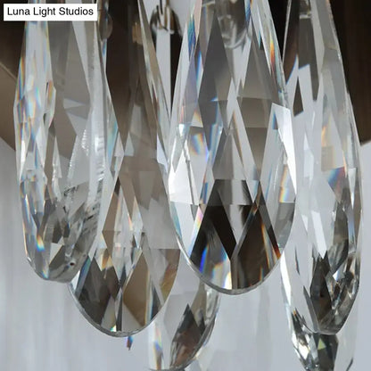 Black K9 crystal teardrop dual-light sconce with dangling prism drops on Tampa Home & Garden Store