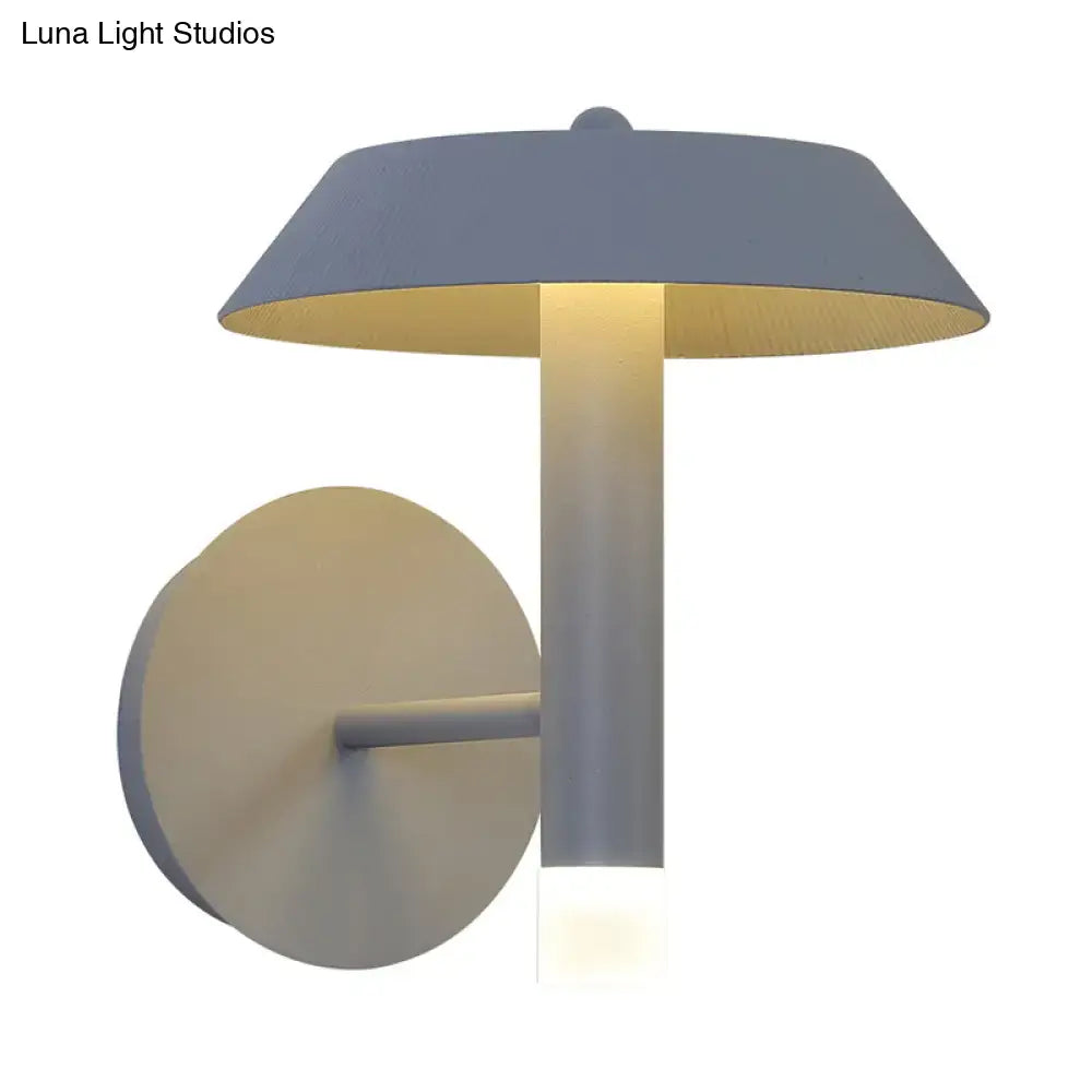 Gray Industrial Wall Sconce by Decorbites with a drum shade and vertical stem, warm glow on Tampa Home & Garden Store