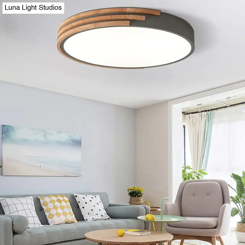 Green wood ceiling light flush mount with white diffuser and wooden slats Decorbites on Tampa Home & Garden Store