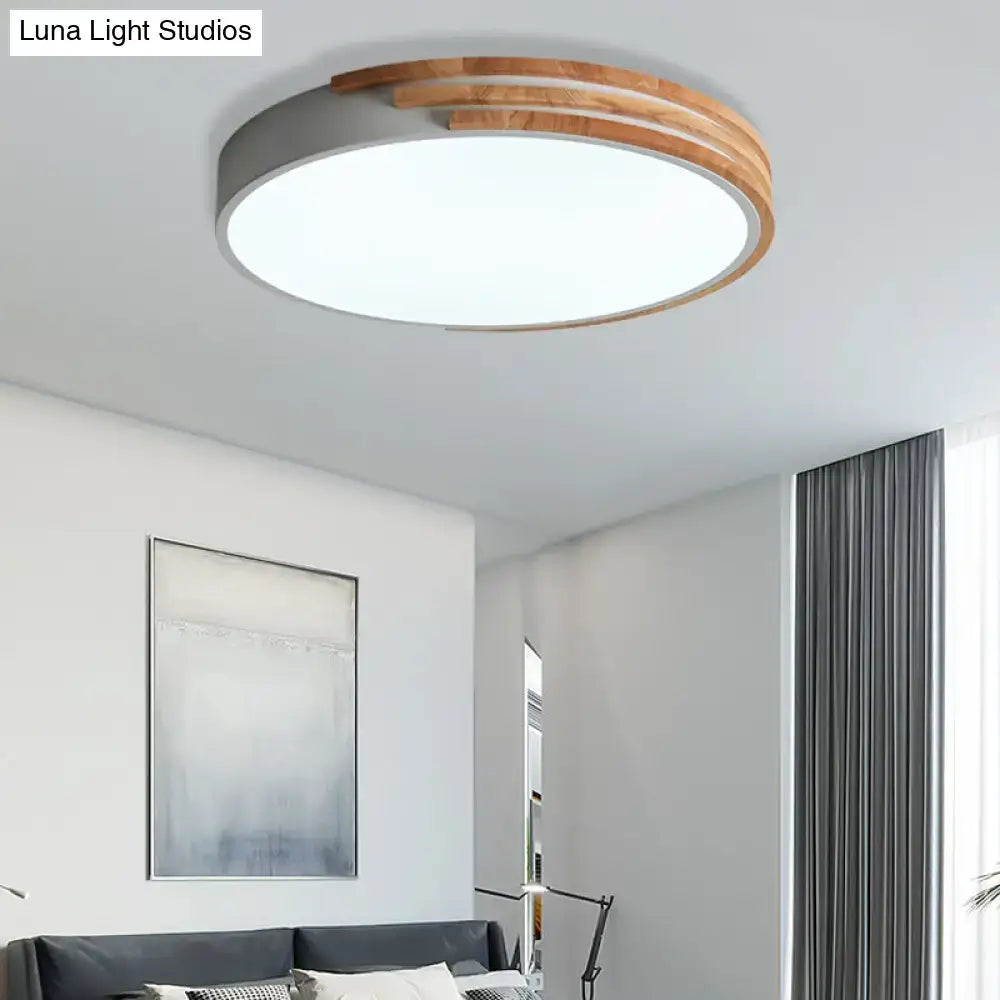 Green Wood Round Ceiling Light flush mount with white diffuser and wood rings Decorbites on Tampa Home & Garden Store