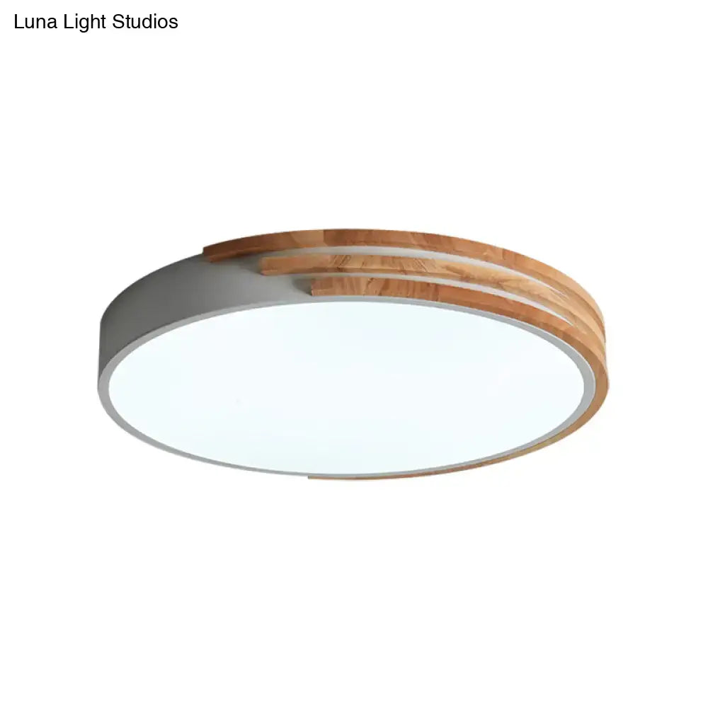 Green Wood Round Ceiling Light flush mount with wood ring and diffuser by Decorbites on Tampa Home & Garden Store