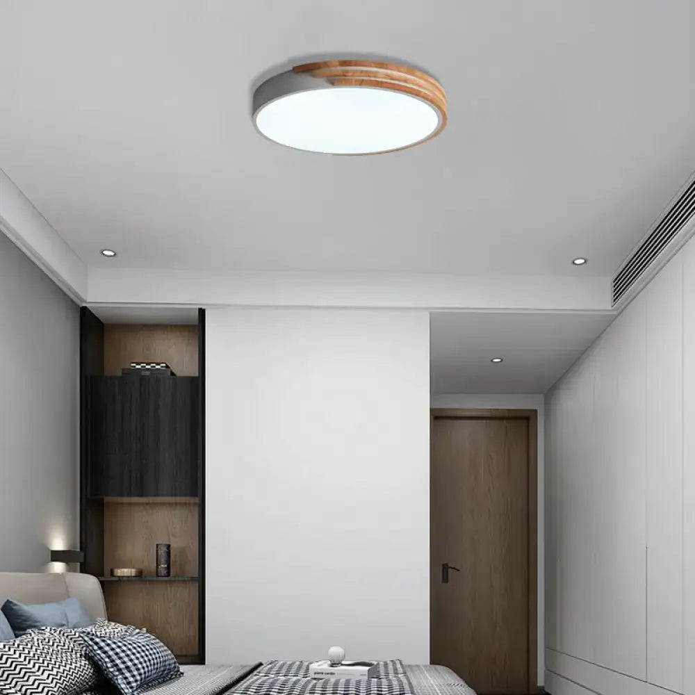 Green wood round ceiling light flush mount by Decorbites for a modern bedroom on Tampa Home & Garden Store