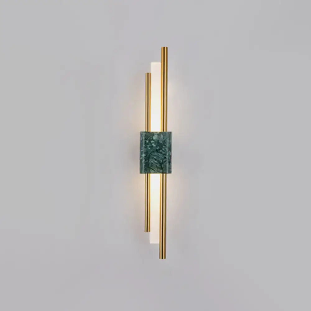 Green Marble Wall Sconce by Decorbites; gold-tone rods flank a green marble block on Tampa Home & Garden Store