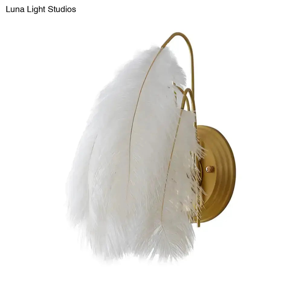 Modern Grey and White Goose Feather Wall Lamp
