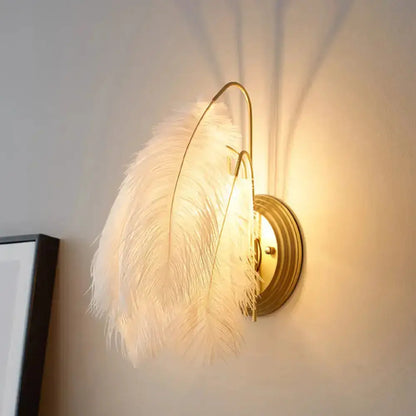 Modern Grey and White Goose Feather Wall Lamp