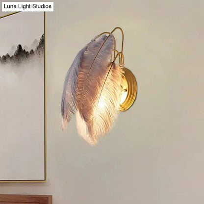 Modern Grey and White Goose Feather Wall Lamp